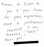 Dr Singh ENT Sydney thank you card