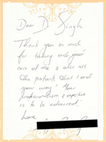 Dr Singh ENT Sydney thank you card