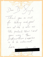 Dr Singh ENT Sydney thank you card