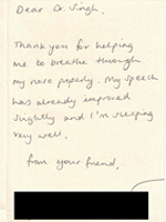 Dr Singh ENT Sydney thank you card